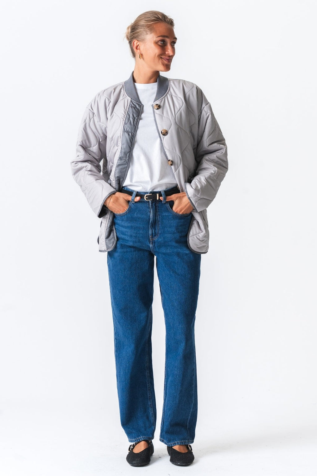 Giacca a blocchi trapuntata - grigio