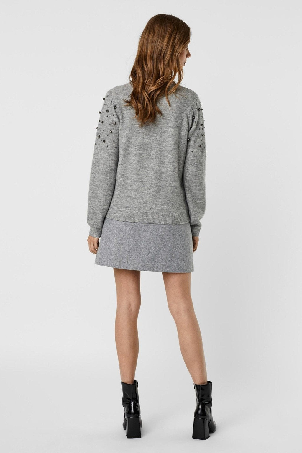 Emilia High Neck Sweater - Light gray