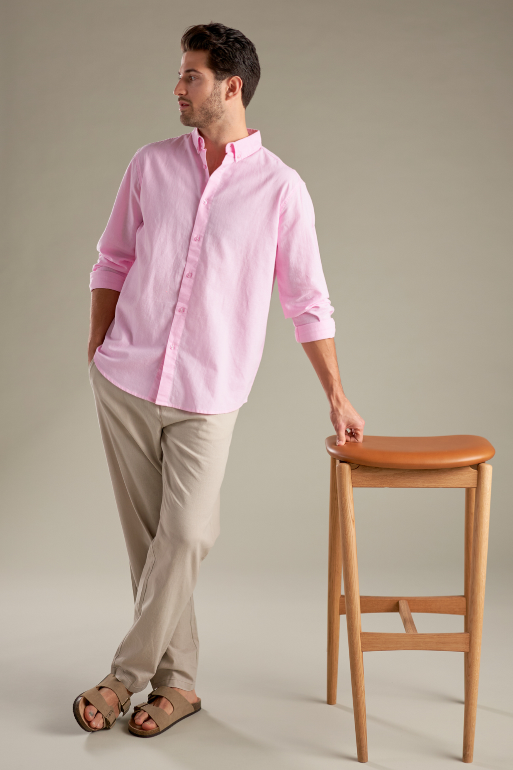 Linen Shirt - Light Red