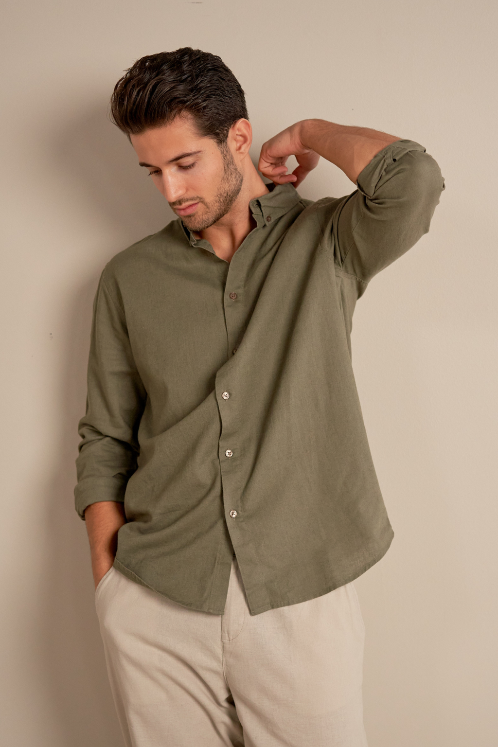 Camicia di lino - esercito