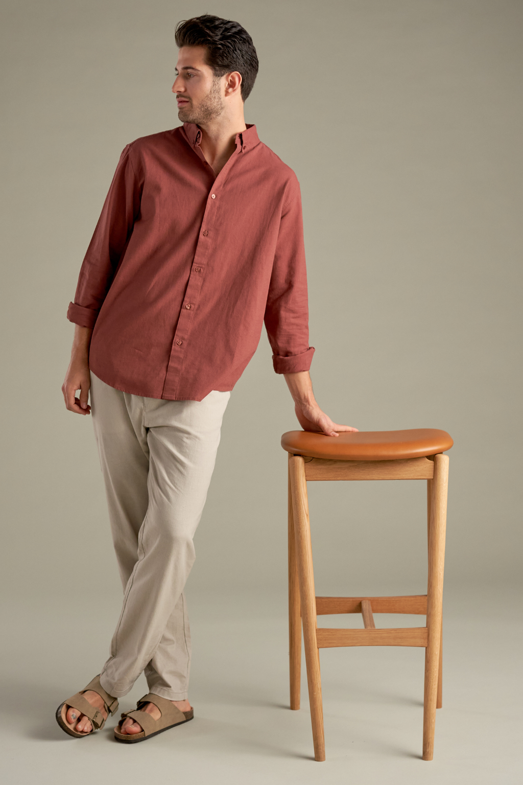Camicia di lino - Terracotta