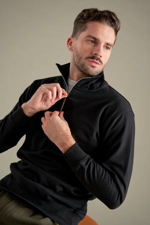 Sweatshirt Half Zip - Black