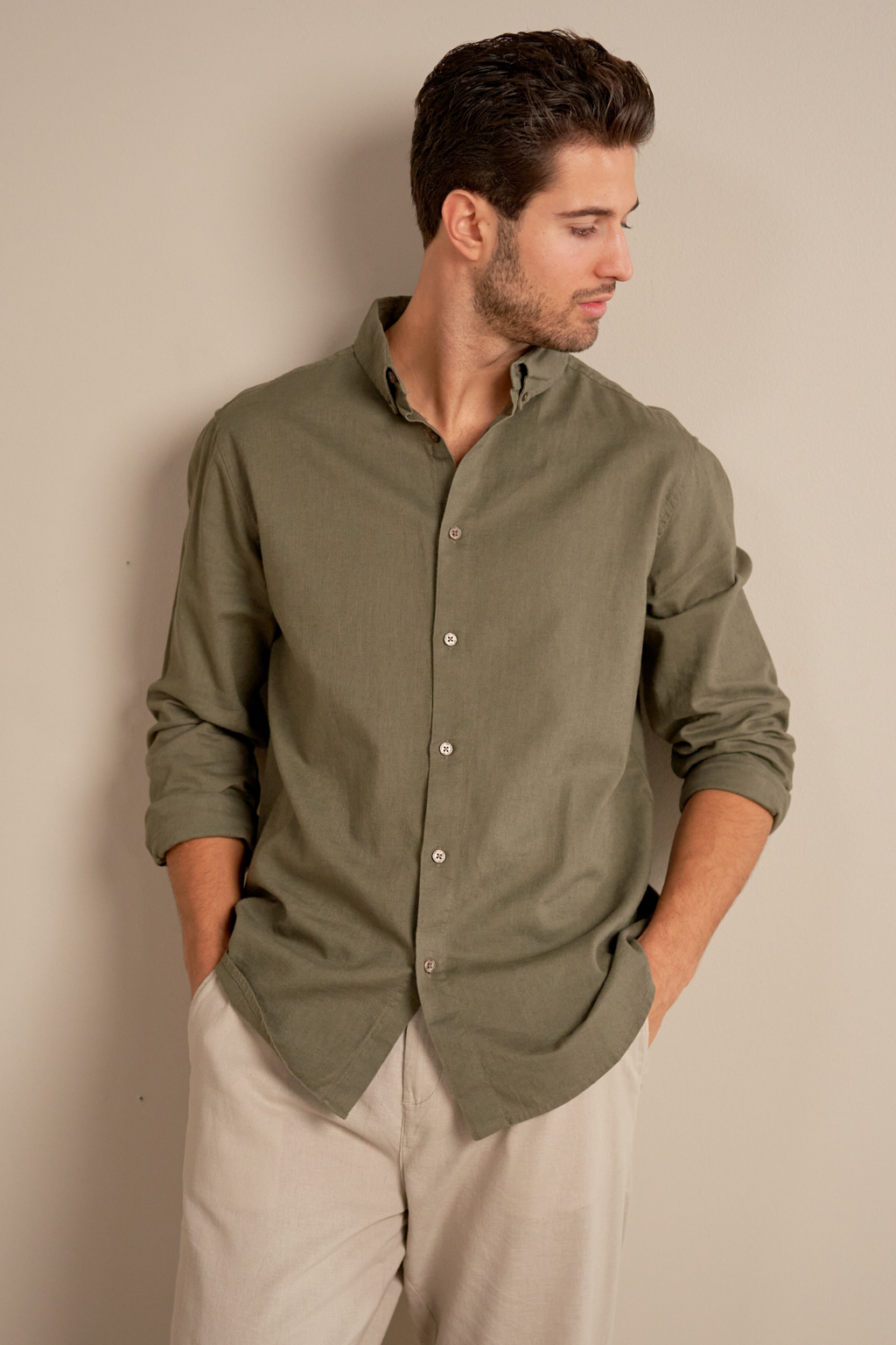 Camicia di lino - esercito