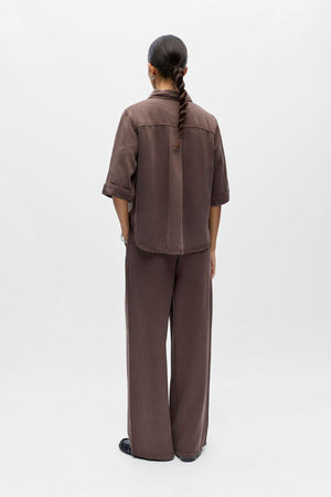 Parte superiore in denim con cornice - Marrone foca