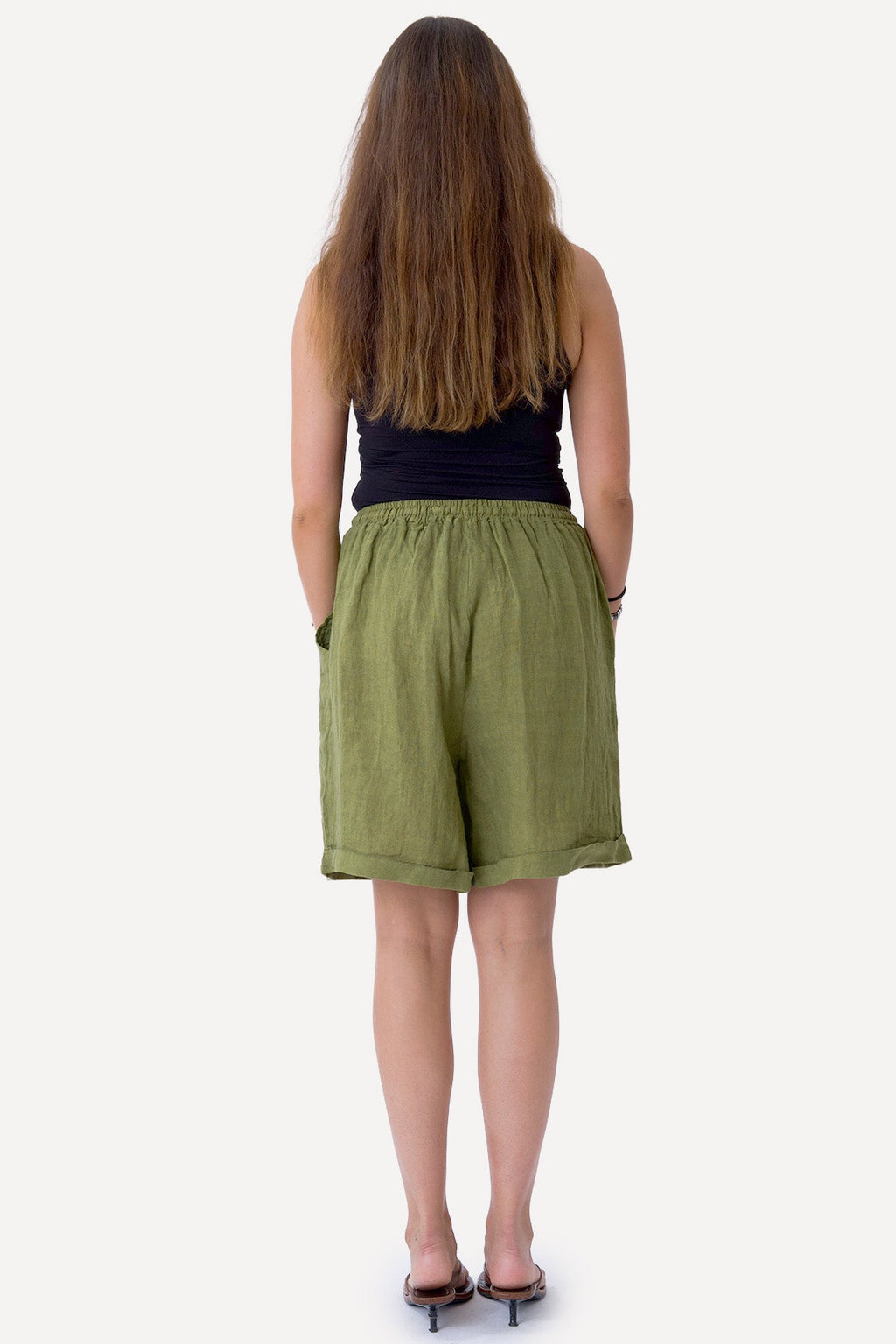 Lino Shorts - Oliva