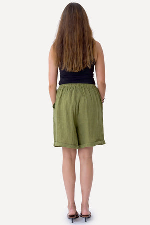 Lino Shorts - Oliva