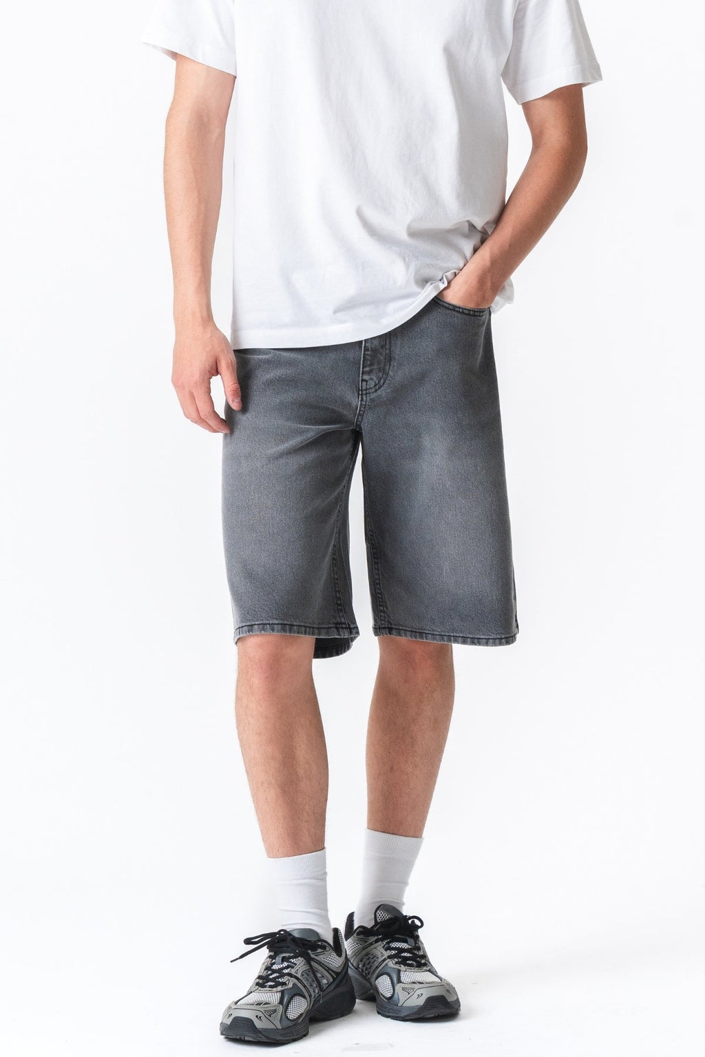 Denim Shorts Sciolto - grigio