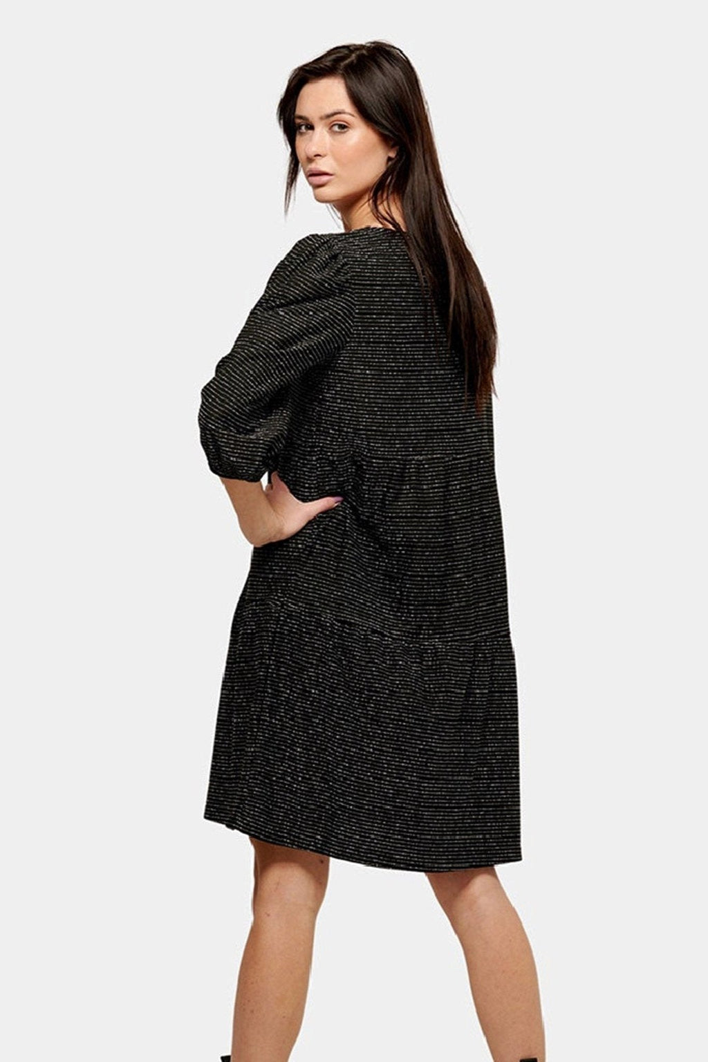 Vestito con strisce di mica - nero