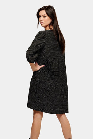 Vestito con strisce di mica - nero