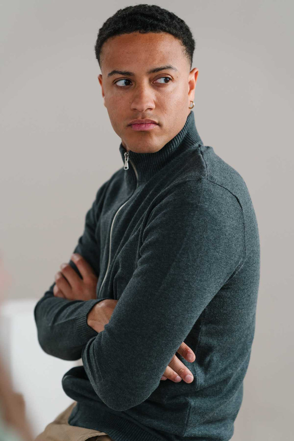 Cardigan Pullover con zip - Antracite Melange