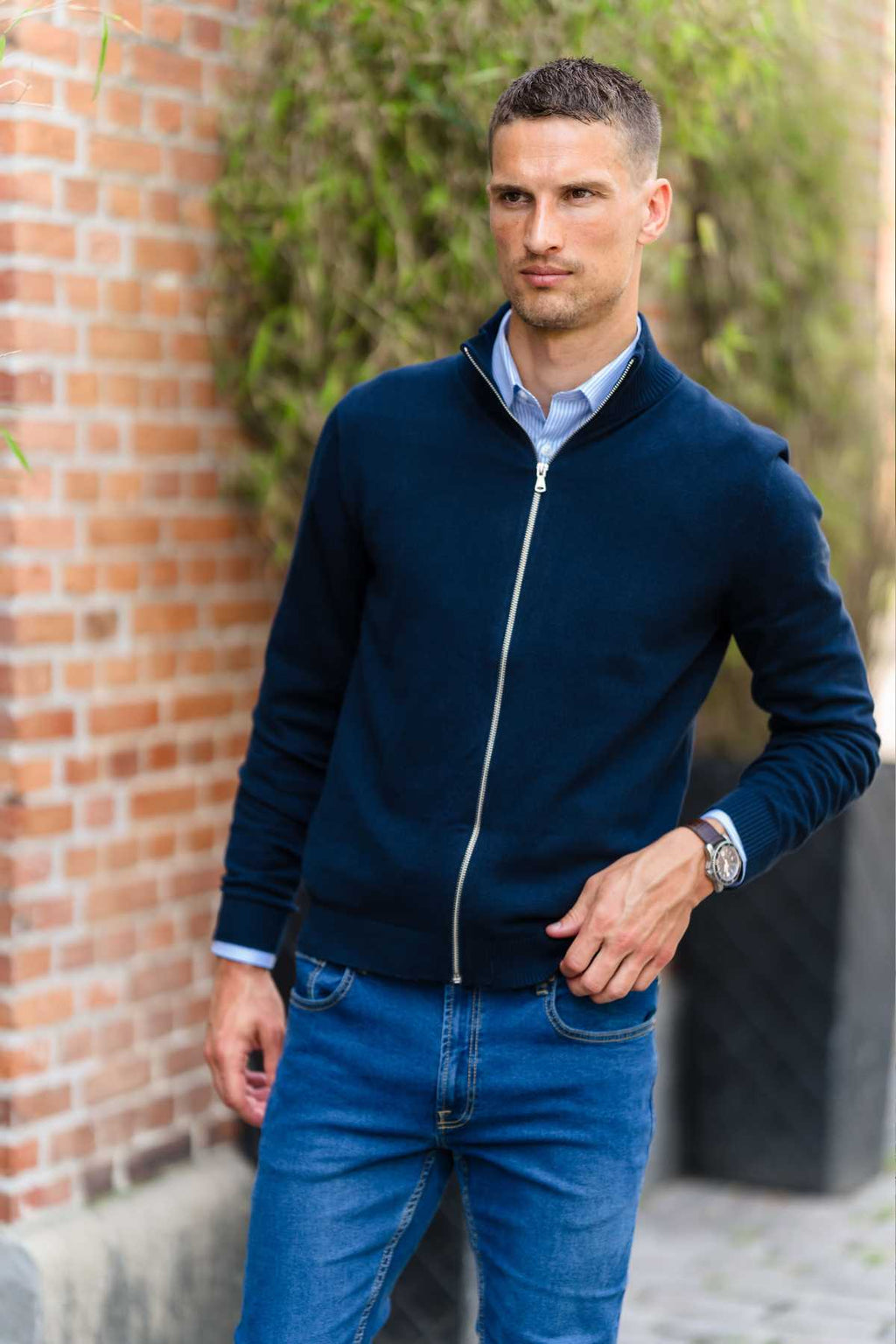 Cardigan Pullover con zip - Navy