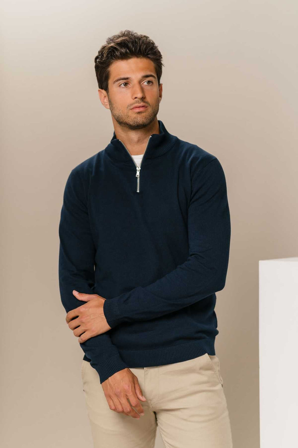 Pullover con mezza zip - Marina