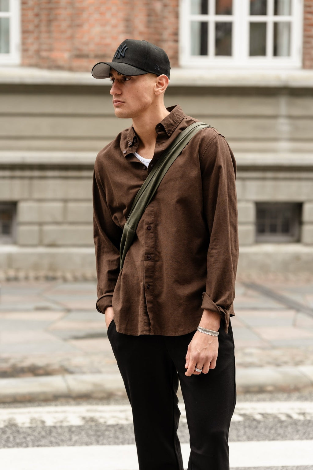 Camicia di lino - caffè