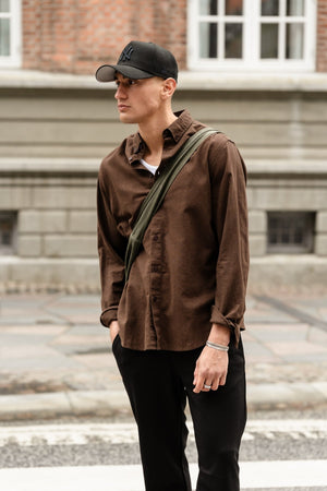 Camicia di lino - caffè