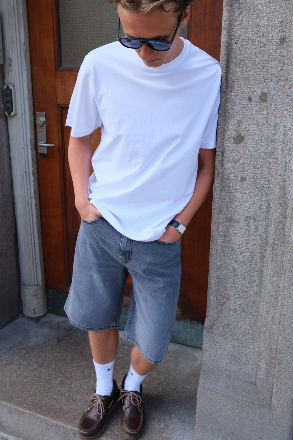 Denim Shorts Sciolto - grigio