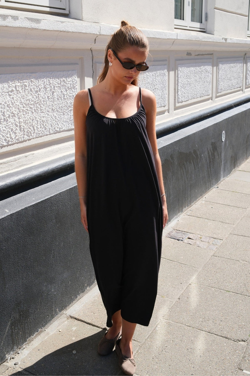 Luna singlet caviglia abito - nero