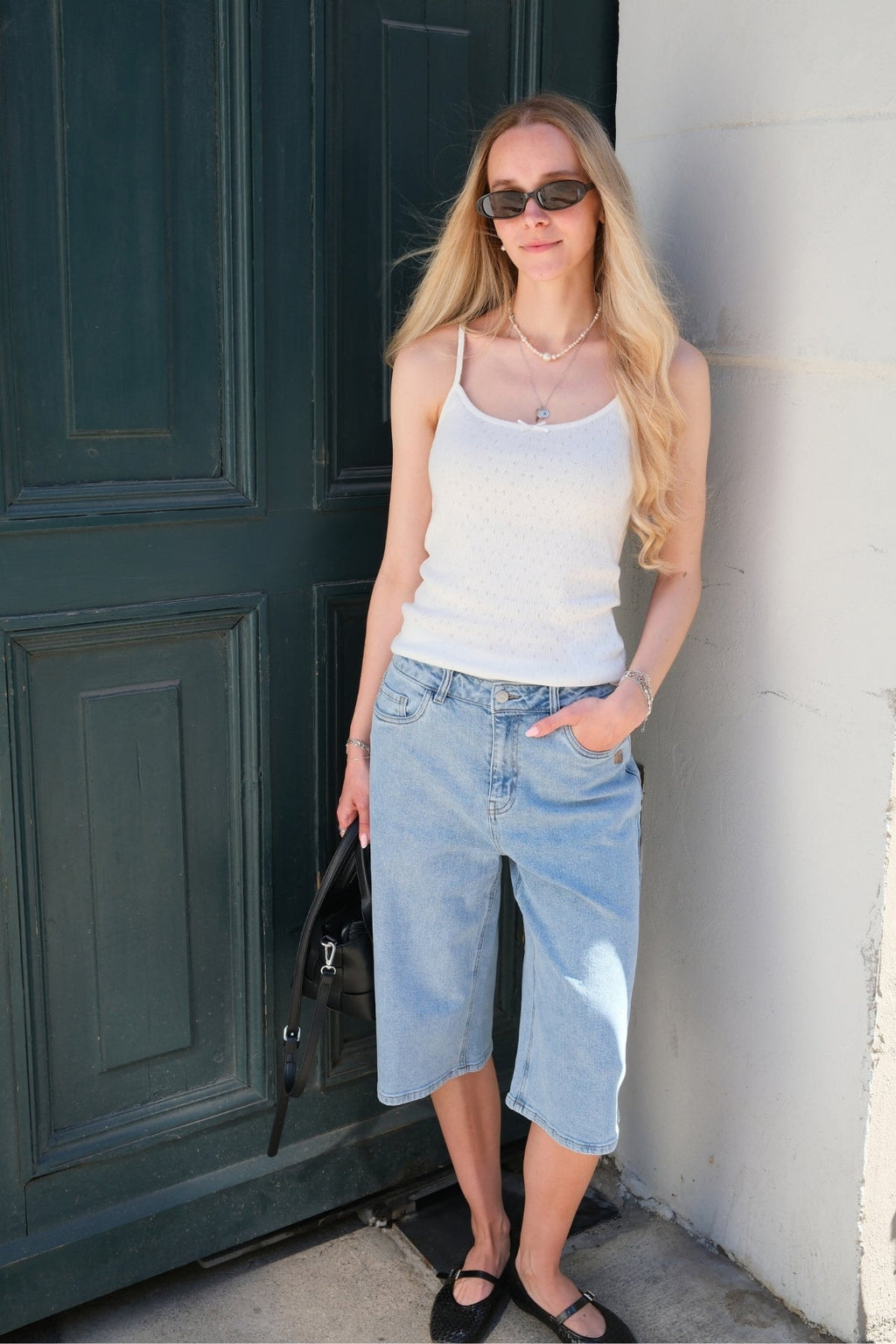 Isra Bermuda Shorts - denim blu medio