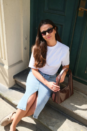 Natalie Midi Skirt - Light Blue Denim