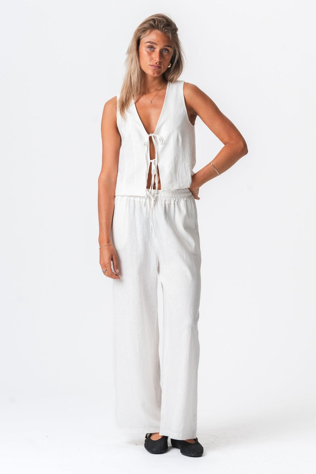 Giubbotto di lino - al largo di bianco