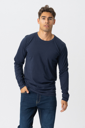 T-shirt di base a maniche lunghe-Navy