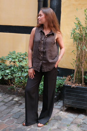 Top in lino Mio - Marrone