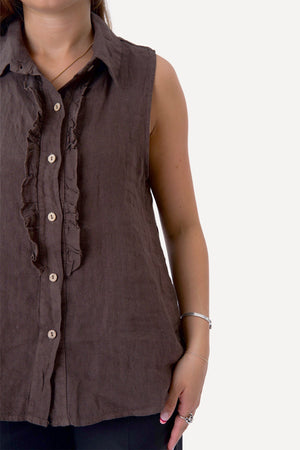 Top in lino Mio - Marrone