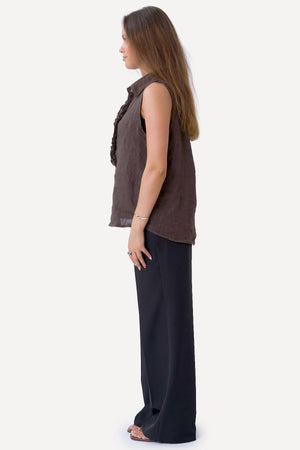 Top in lino Mio - Marrone