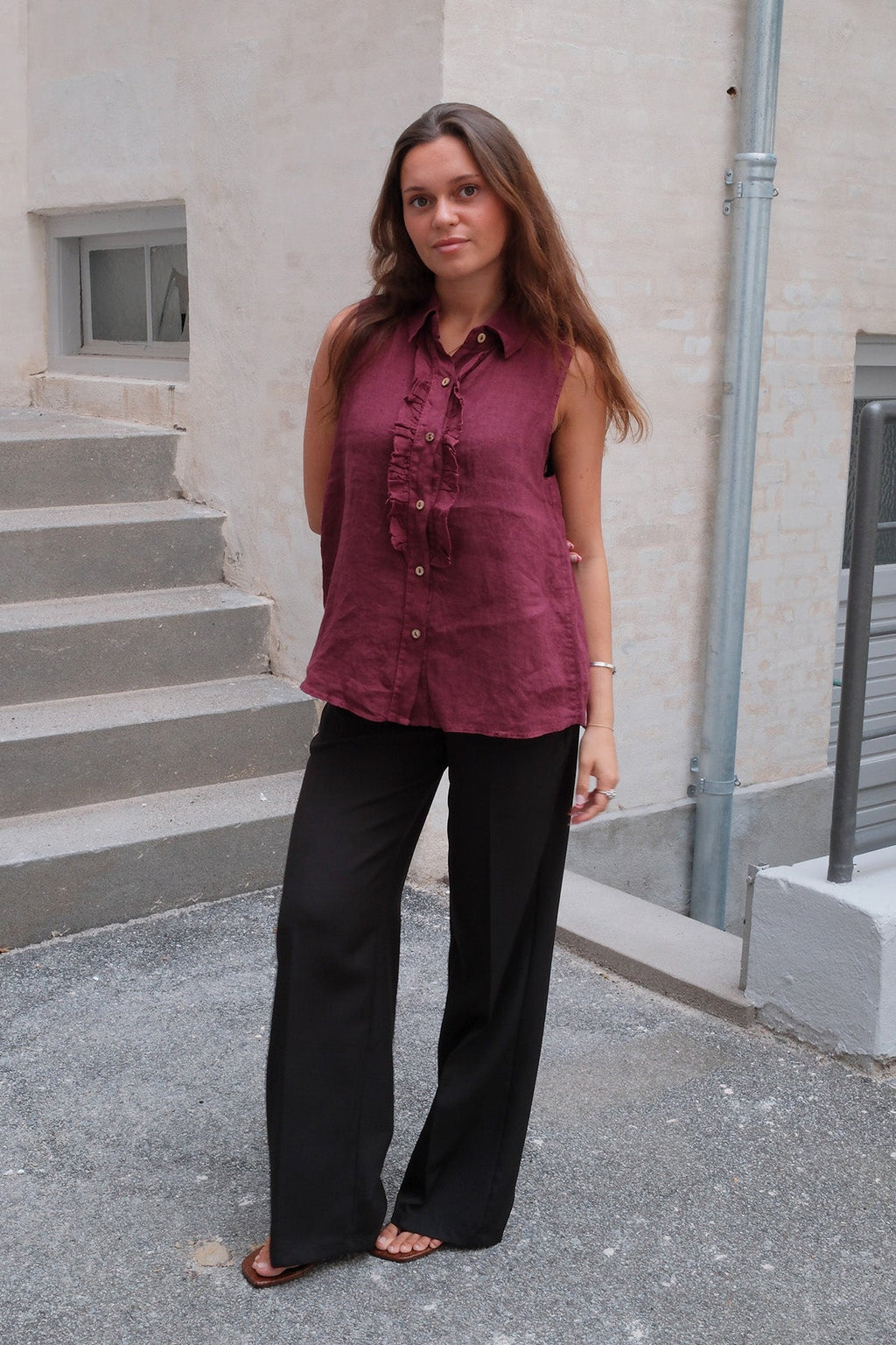 Top in lino Mio - Rosso