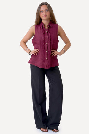 Top in lino Mio - Rosso