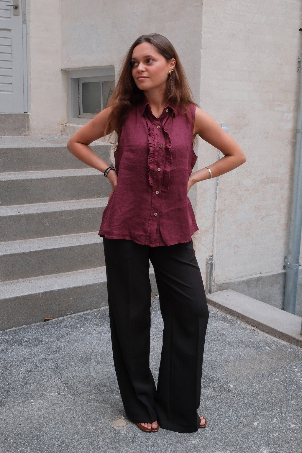 Top in lino Mio - Rosso