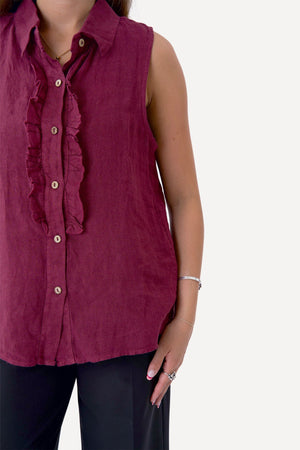Top in lino Mio - Rosso