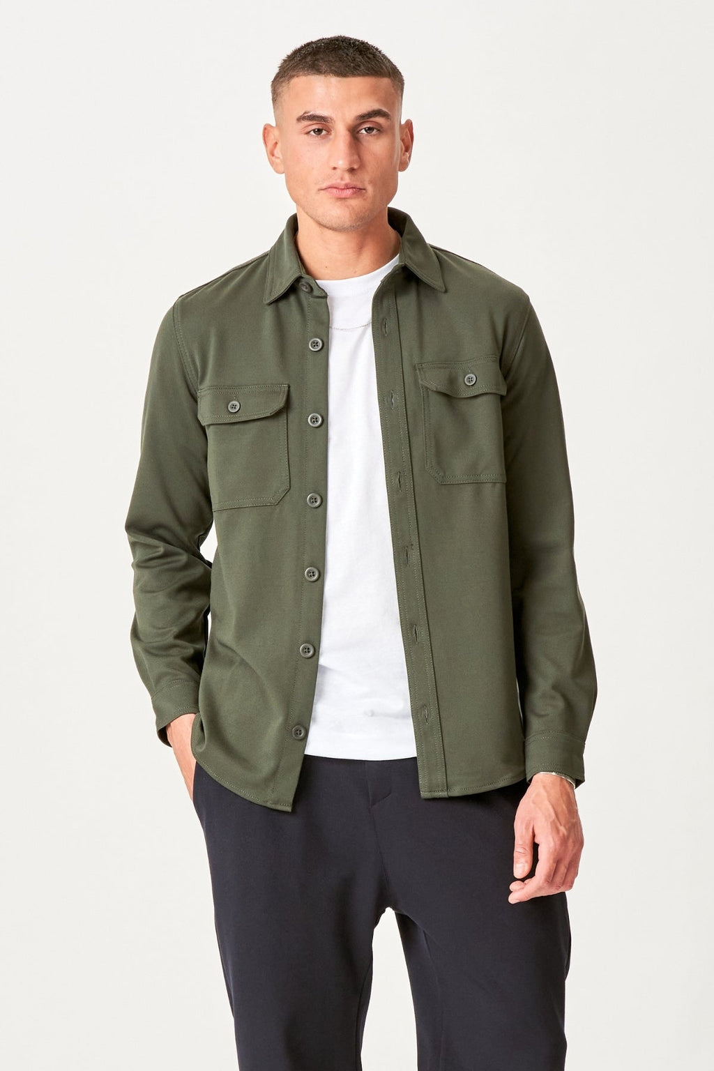 Performance Regular Overshirt - Dark Olive