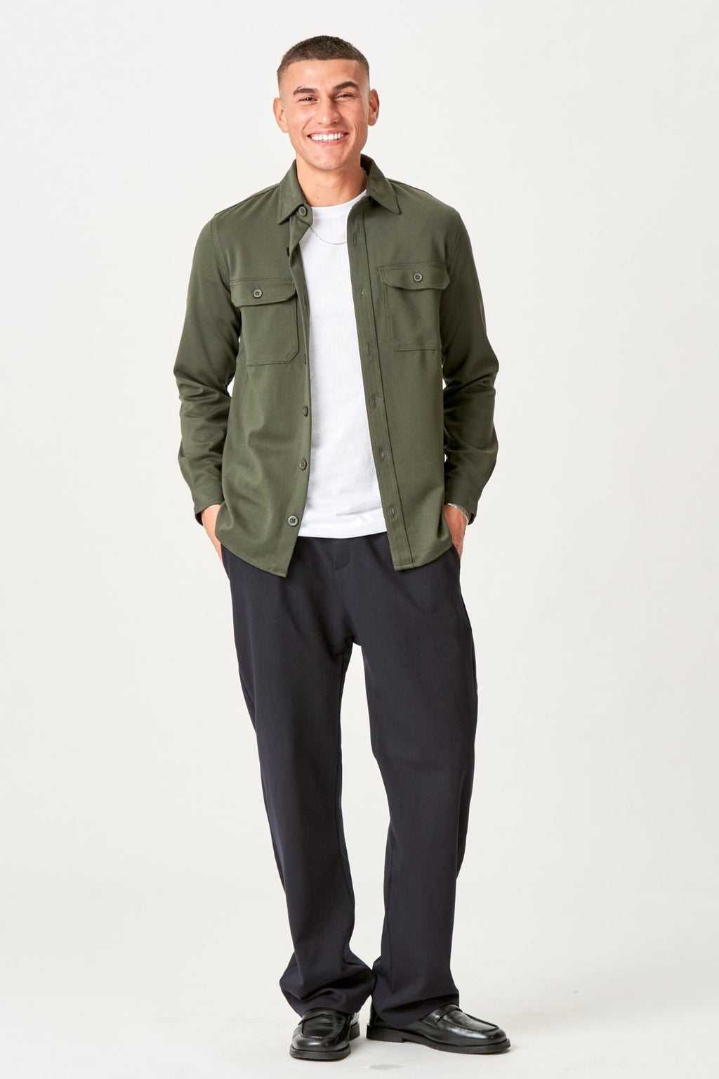 Performance Regular Overshirt - Dark Olive