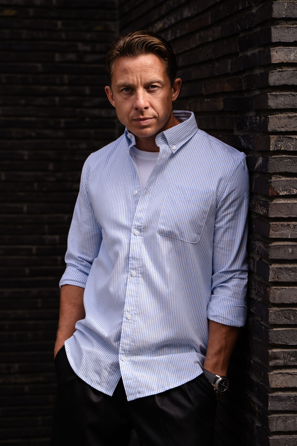The Original Performance Shirt Oxford - azzurro/bianco