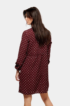 Printed Shirt Dress - Red
