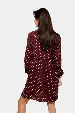 Printed Shirt Dress - Red