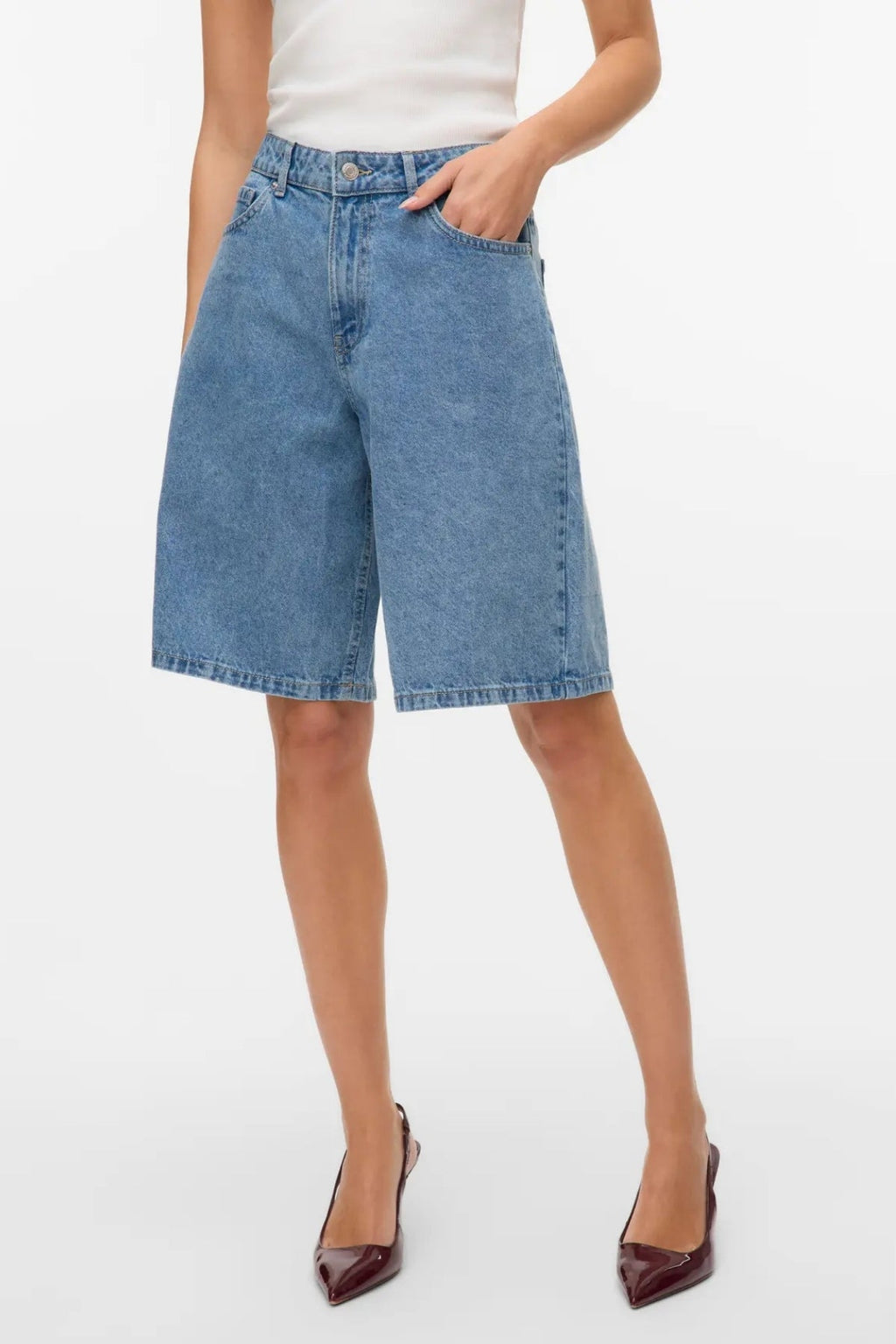 Kath Long Denim Shorts - denim azzurro
