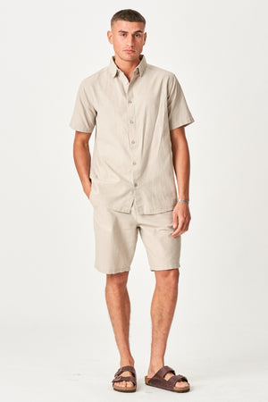 Linen Set Short-Sleeved Shirt + Linen Shorts – Sand (Package Deal)