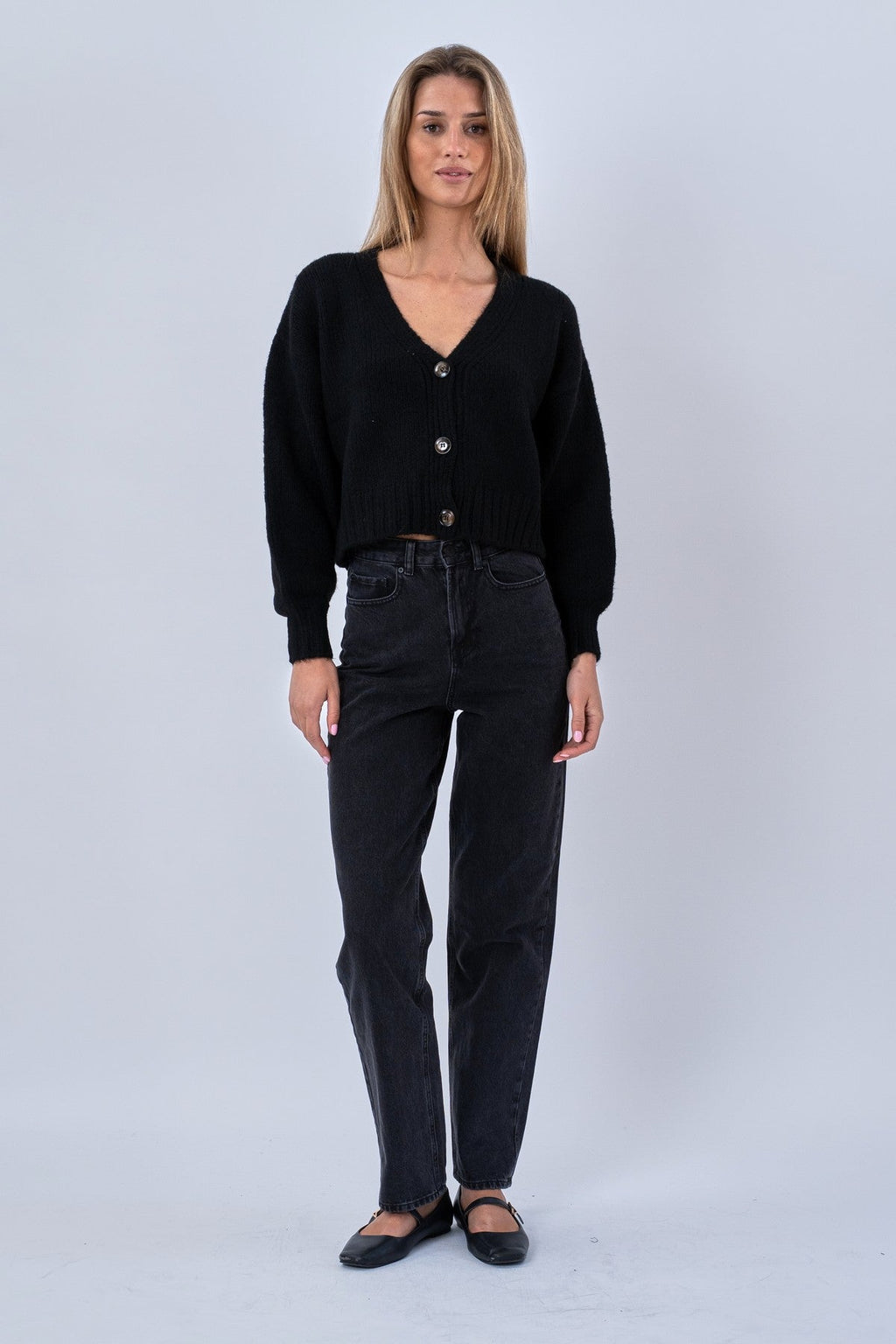 V-Neck Cardigan - Black
