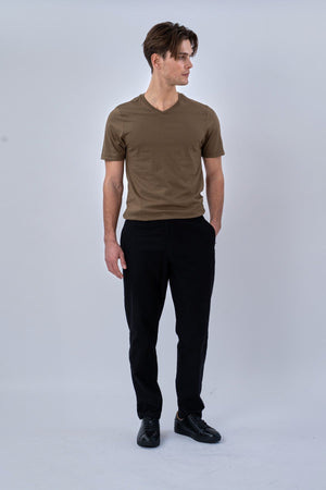 Basic T-shirt scollo a V - Oliva