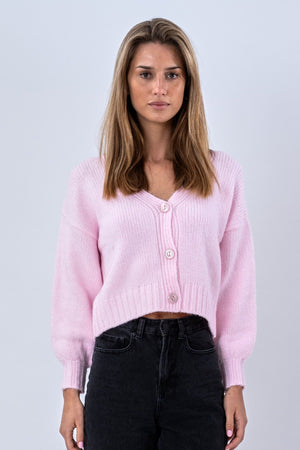 Cardigan con scollo a V - Rosa