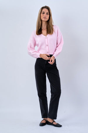 Cardigan con scollo a V - Rosa
