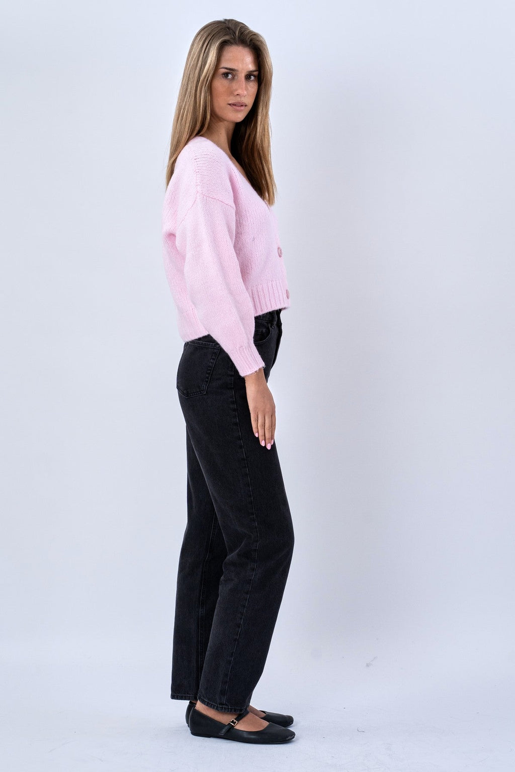 Cardigan con scollo a V - Rosa