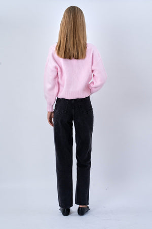 Cardigan con scollo a V - Rosa