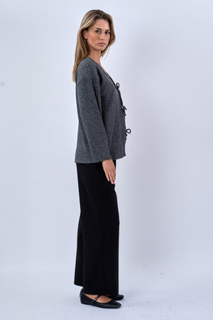 Camicetta Ivy Tie lavorata a maglia - Grigia