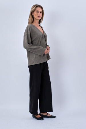 Camicetta Ivy Tie lavorata a maglia - Cachi