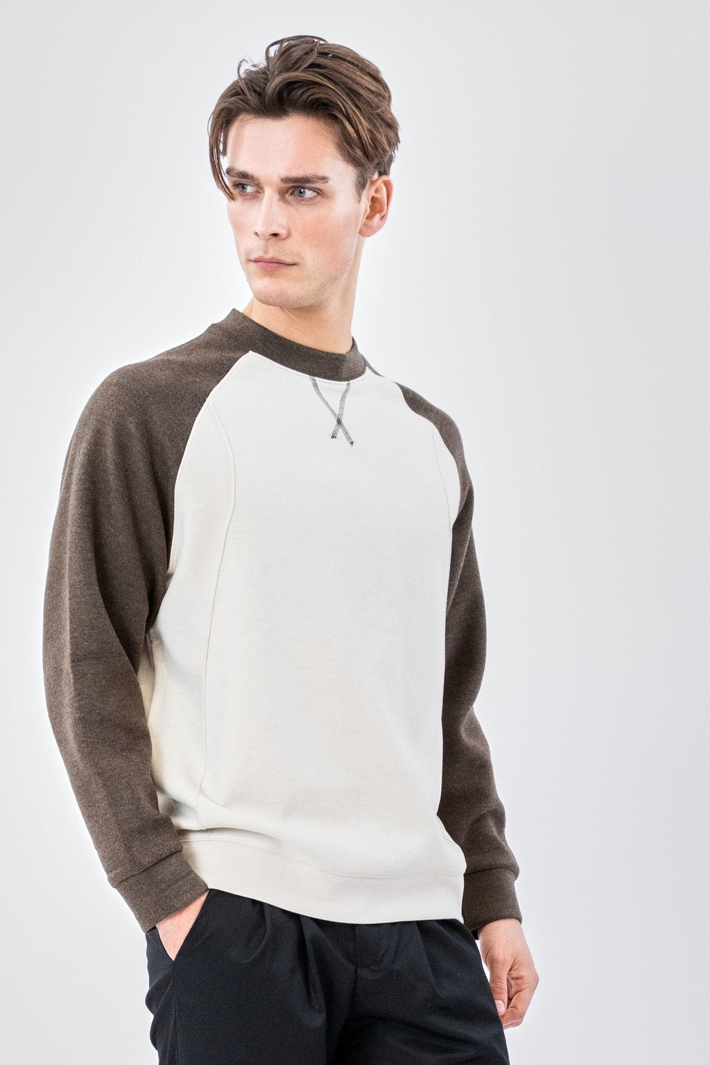 Maglione girocollo con maniche raglan - Albicocca