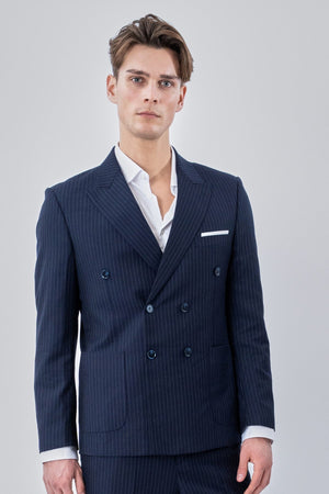 Blazer classico: gessato blu scuro