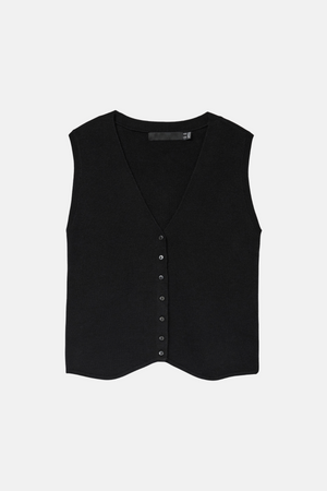 Gold V-Neck Vest - Black