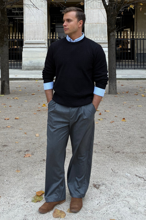 Pullover in maglia a cavi - Nero